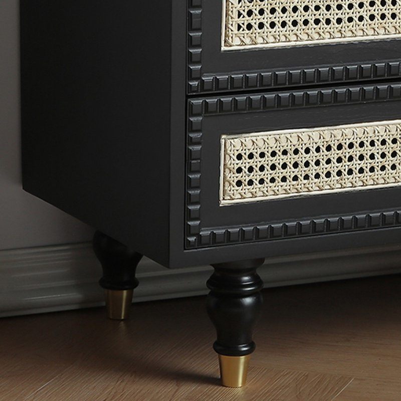 Meuble d'appoint en bois massif et composite noir