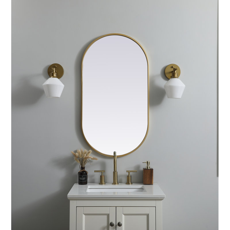 Sabine Metal Pill Wall Mirror, Brass, 36" x 20"