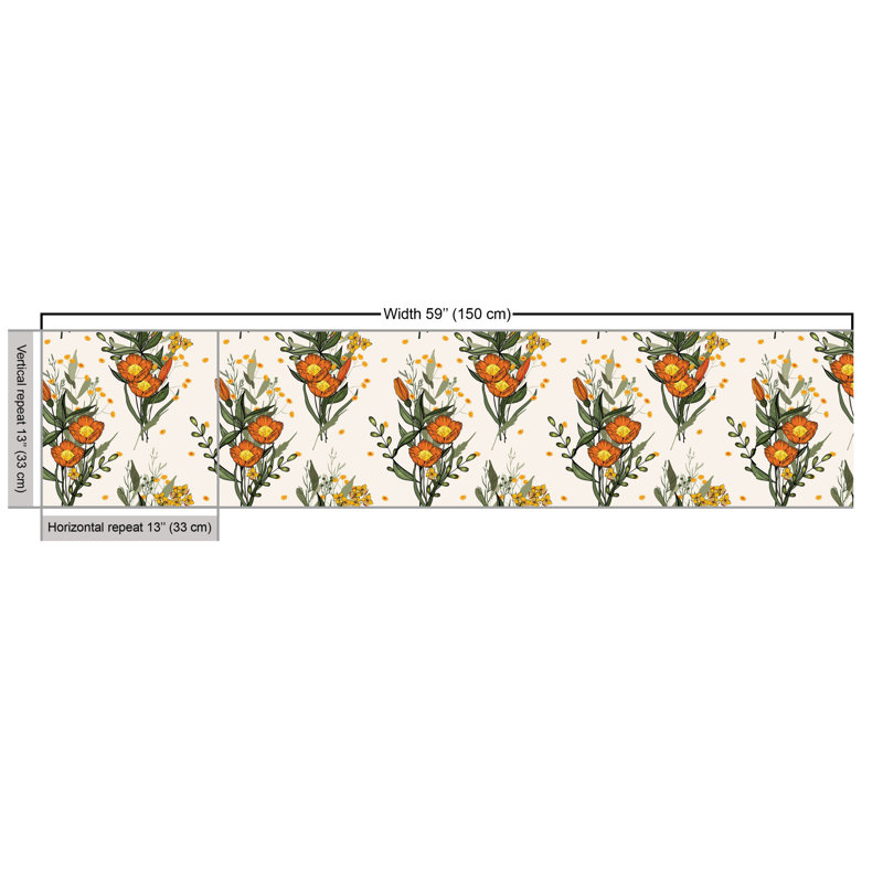 Odaniel Tropic Flower Leaves California Poppy Fabric