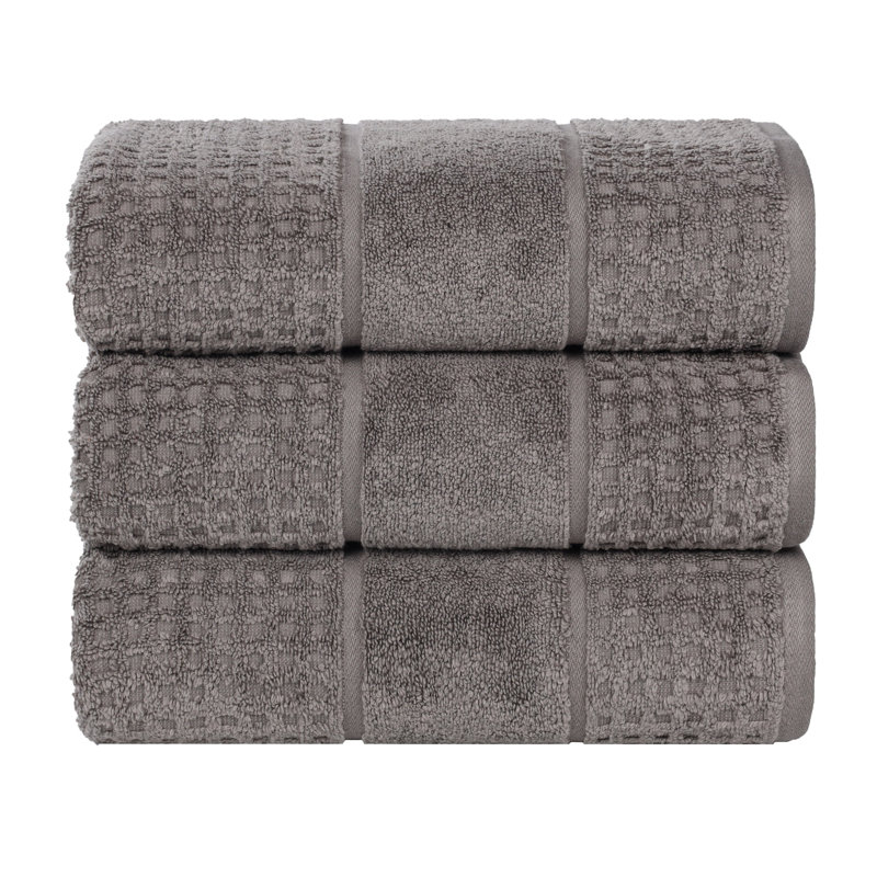  Zero-Twist Cotton Bath Towel Set - Honeycomb Waffle Texture - Quick-Dry, Charcoal