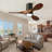 42 In. Black 3 Wood Blades Flush Mount Standard Ceiling Fan With Full Spectrum Led Light And Remote