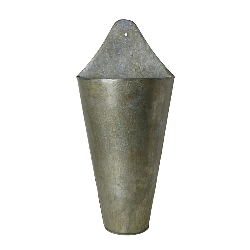 Callas Weather Resistant UV Resistant Reclaimed Metal Tapered Wall Planter, 29.75" H x 13.75" W x 8.5" D