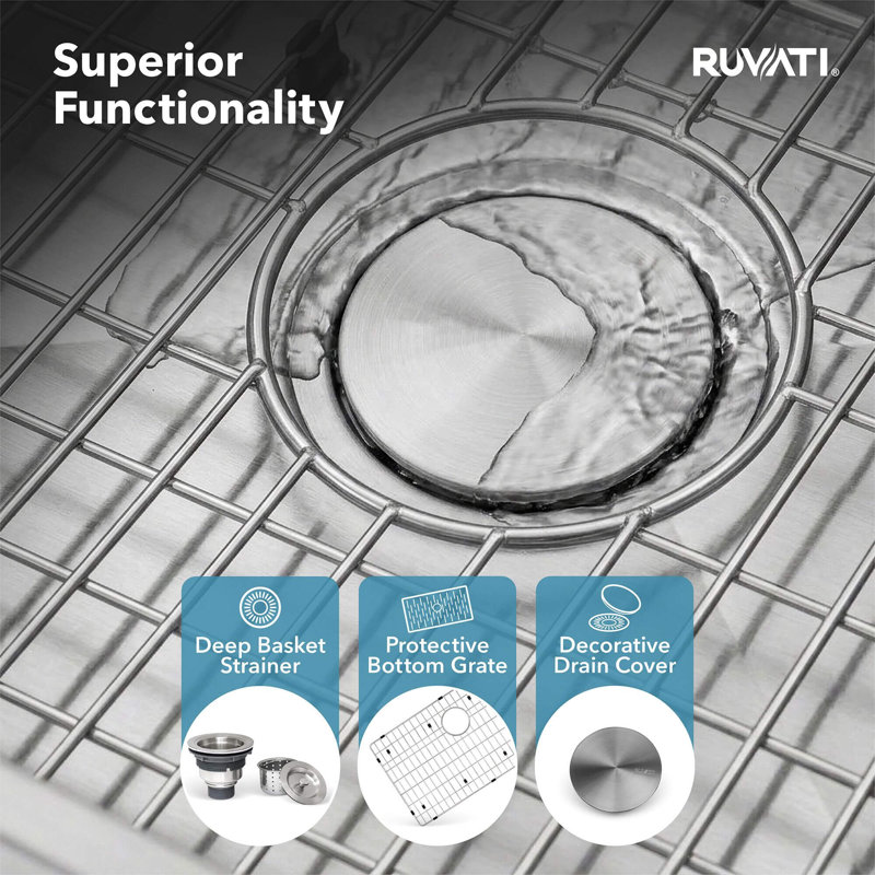 Ruvati 35-inch Undermount 16 Gauge Rounded Corners Large Kitchen Sink Stainless Steel Single Bowl