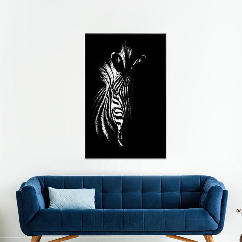 Impression sur toile Elegant Zebra: cadre doré, 1 cadre noir encadré, H: 17,8 po x l: 13,8 po