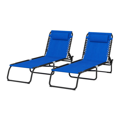 Folding Chaise Lounge Pool Chair, Patio Sun Tanning Chair, Outdoor Lounge Chair With 4-Position Reclining Back, Breathable Mesh Seat For Beach, Yard, Patio