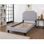Lit plateforme tapissier en velours de luxe avec tête de lit festonnée et garniture cloutée, cadre de lit tête de lit réglable, gris, simple-65862797-65862798