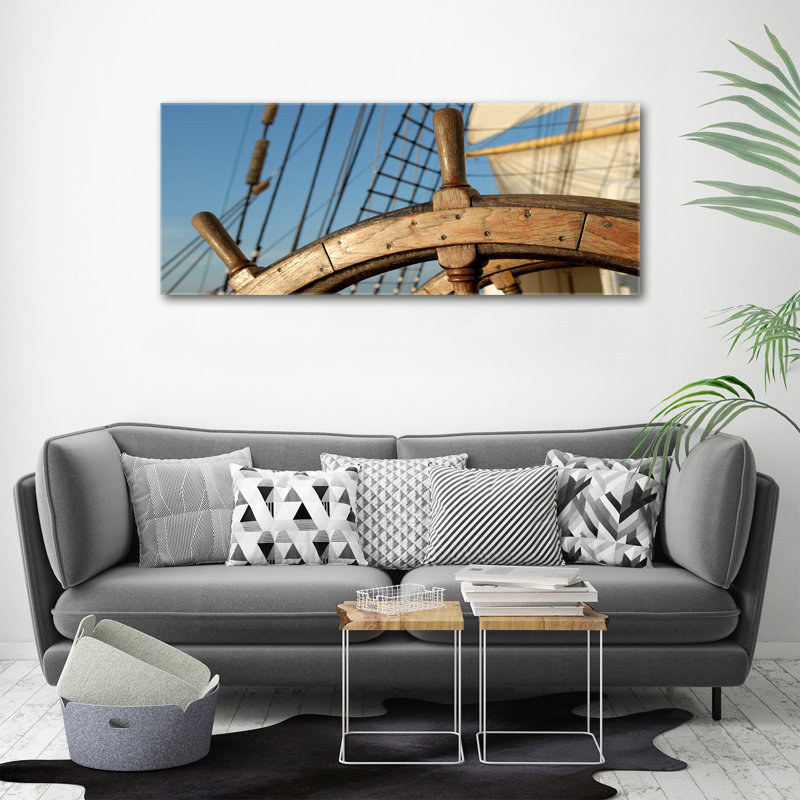 Rudder On The Yacht - Wrapped Canvas Print, Canvas, 50cm H x 125cm W