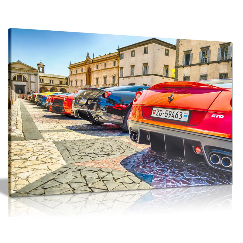 Ferraris Row Supercars - Wrapped Canvas Print, 61cm H x 91cm W