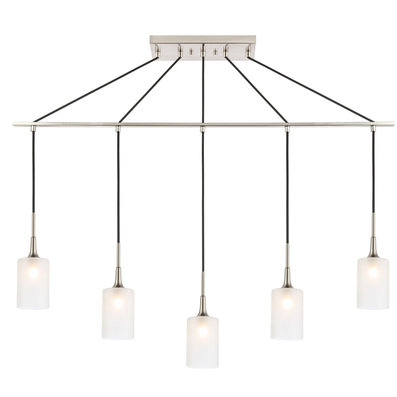 Luminaire suspendu pour îlot de cuisine 5 lumières Shults, Bronze / nickel, Halogène