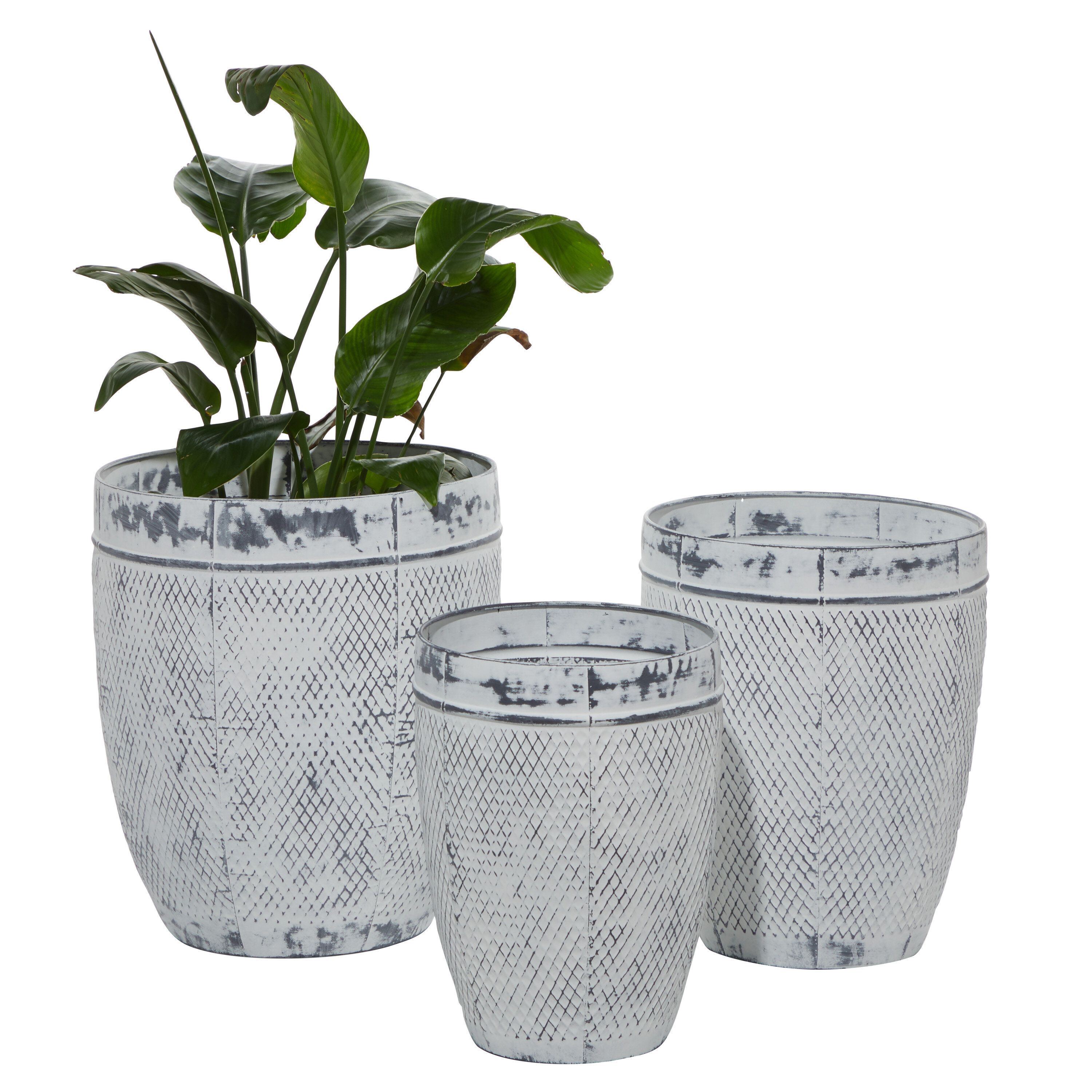 HIGOLD - 12.6 + 10.6 Inch Resin Plant Pot, Round Pot Set of 2 - On