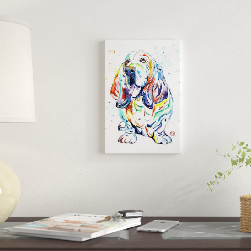 «Basset Hound Berry» par Lisa Whitehouse, impression sur toile, H 12 po x l 8 po x P 0,75 po, Toile tendue, Pas de tapis
