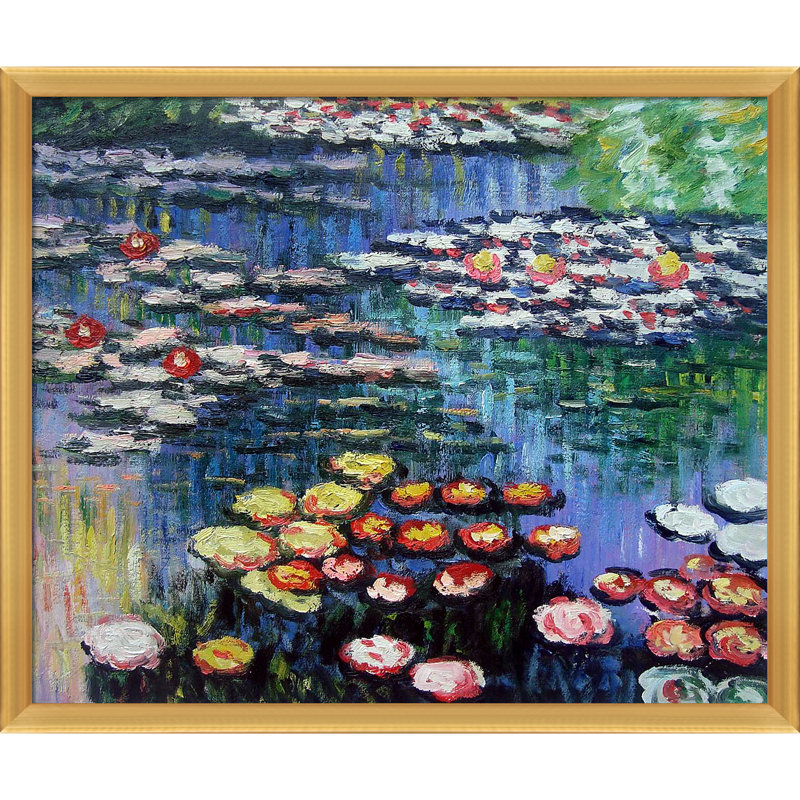 "Water Lilies" (rose), reproduction d'art sur toile, H 22,5 po x l 26,5 po x P 2 po, Piccino Luminoso