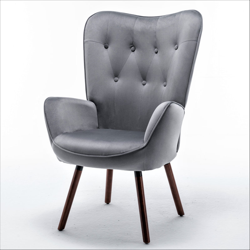 Barrion Upholstered Armchair, Gray Velvet