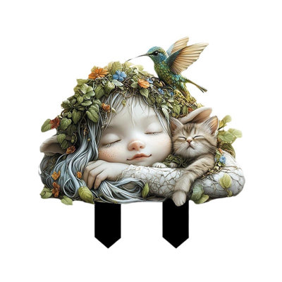 ground cards Enchanting Hummingbird And Sleeping  Garden Art Sculpture Theme Courtyard Multi Functional Outdoor Pottery Planting