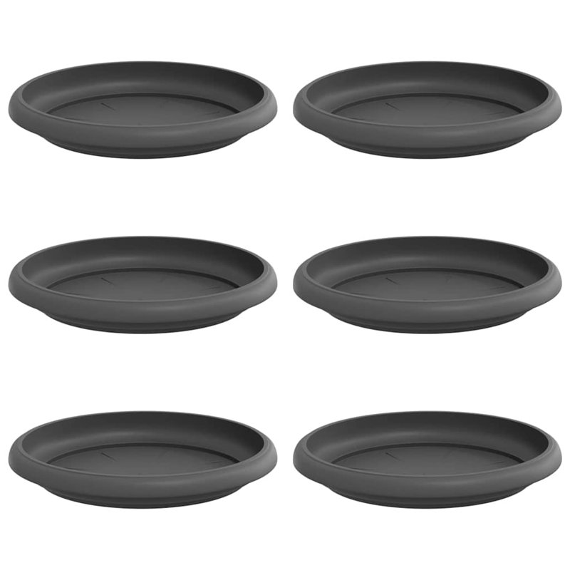 Round Flower Tray 6 Pcs Diameter 14 X 2 Cm Plastic, Black