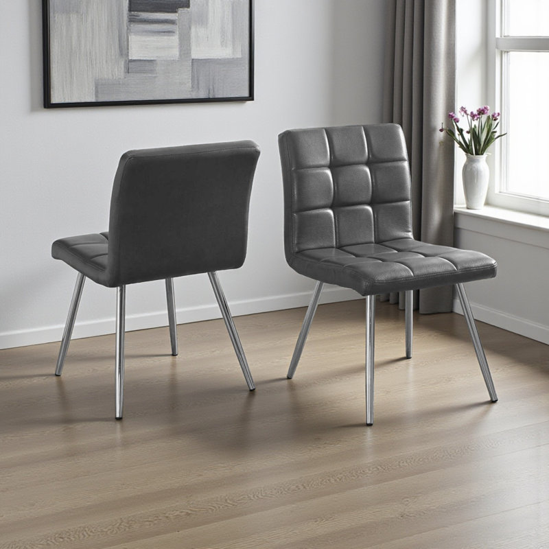 Ensemble de chaises de salle à manger en métal chromé gris classique H 31,27 po x l 18,37 po x P 23,26 po, Gris