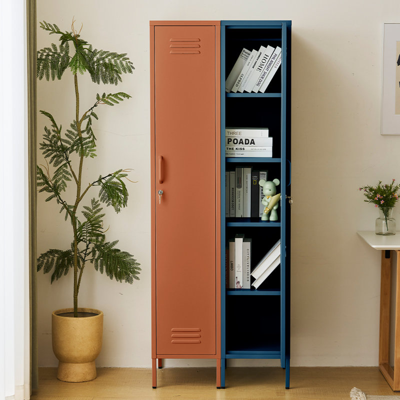 Striegel Steel Single Door Storage Cabinet, Navy;Orange