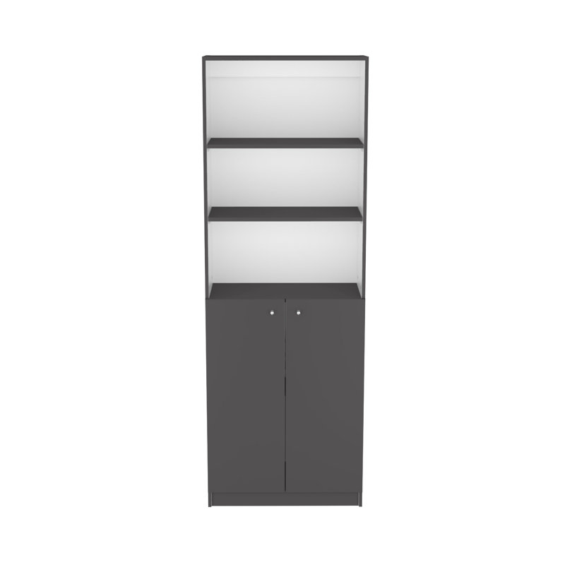 Home 2-Door Bookcase, Modern Storage Unit With Dual Doors And Multi-Tier Shelves, Multi