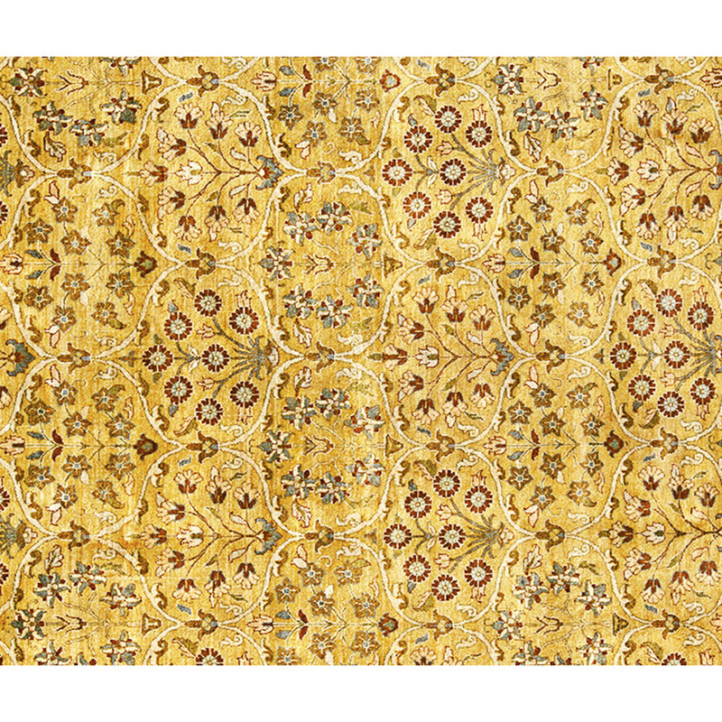 High-Quality Hand-Knotted Gold And Green Area Rug