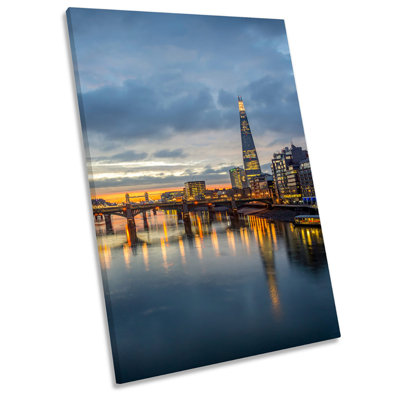 London City Skyline The Shard Sunset - Wrapped Canvas Print