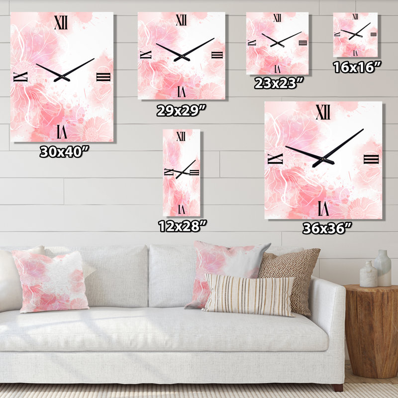 Horloge murale fleurs abstraites I, Très grand