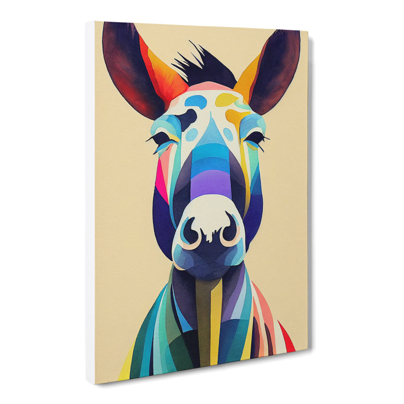Watercolour Donkey - Wrapped Canvas, 76cm H x 50cm W x 3cm D