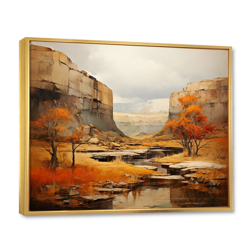Bold Landscape Canyon Desert IV - Décoration murale Canyon, H 24 po x l 32 po x P 1 po, Cadre flottant doré