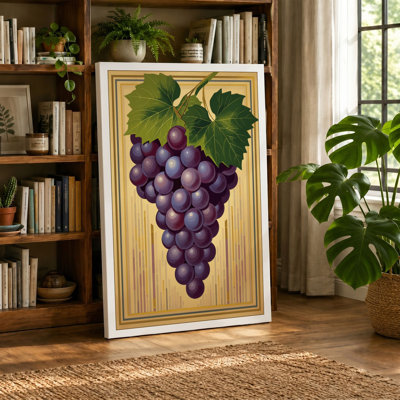 Grape Study with Leaves Botanical - Wrapped Canvas