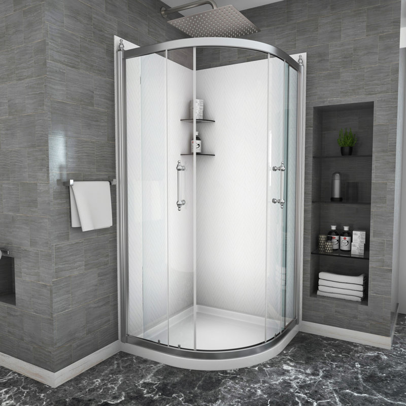 Cabine de douche encadrée avec porte de douche en chrome, 1/4 po (6 mm)