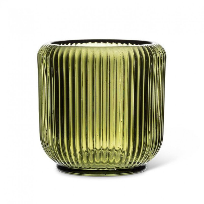 Large Ribbed Votive Candle Holder, 3.50'' H x 3.25'' W, Green