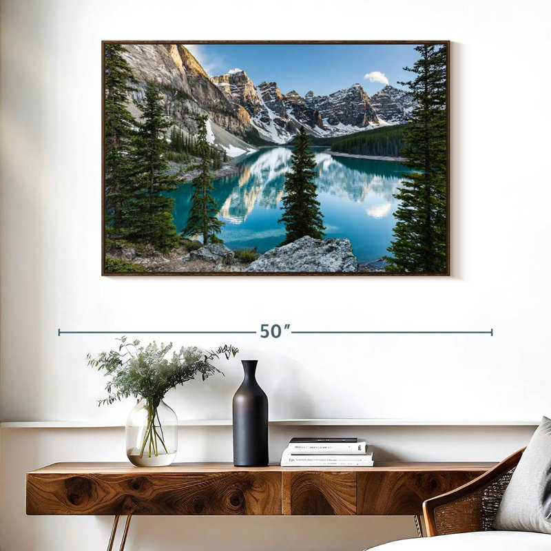 Moraine Lake Reflections, Cadre flottant en noyer, 40 po x 27 po