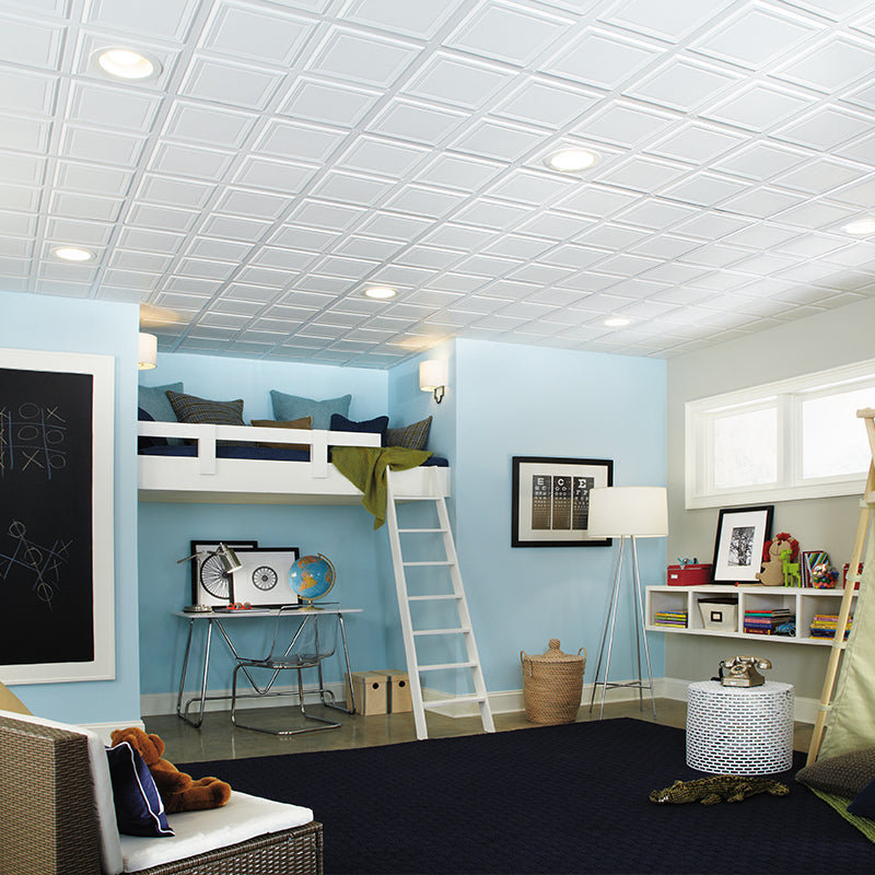 Scalloped White Mineral Fiber Drop Ceiling Tile Set