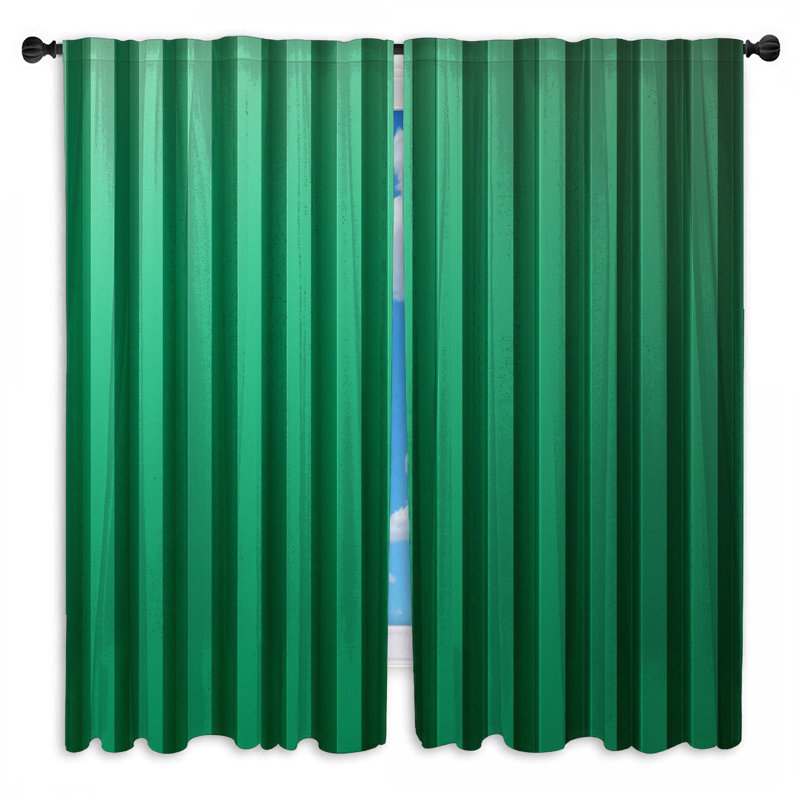 Rideaux de fenêtre vert à rayures verticales et voilage - 2 panneaux, 40in x 60in - 2 panels, Obscurcissement de chambre