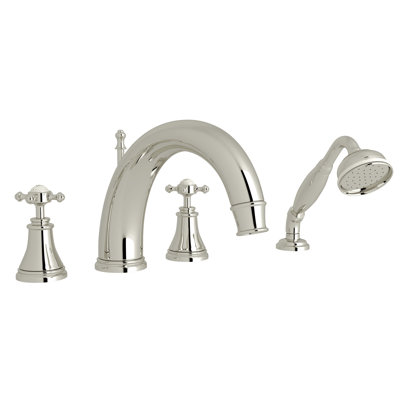 Georgian Era™ Double Handle Deck Mounted Roman Tub Faucet with Accessory