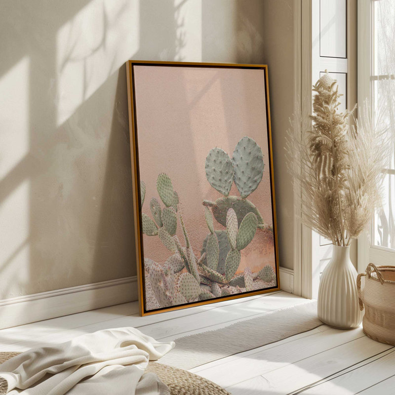 Impression sur toile Desert Flora, Cadre flottant en chrome poli, H 48,75 po x l 32,75 po x P 1,75 po