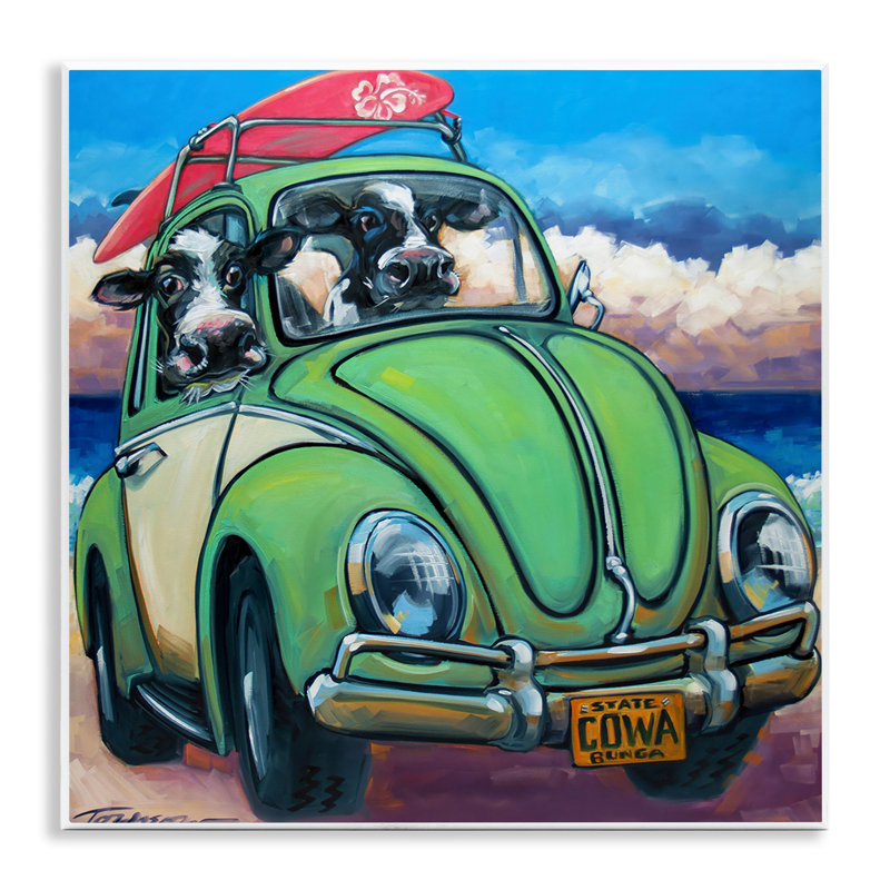 Plaque murale Cowabunga Surfer Cows, design par CR Townsend