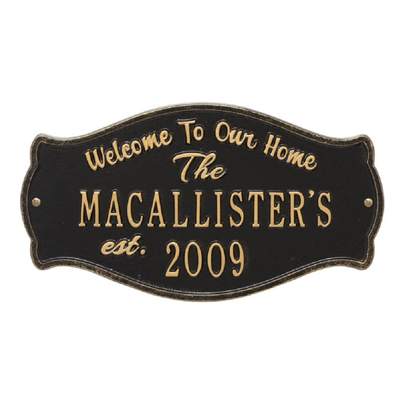 4-Line Wall Address Plaque, Black/Gold, Yes