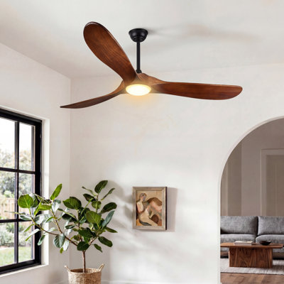 3-Blade Wood Ceiling Fan with Light, 6-Speed Remote Control, Reversible Motor, 3CCT, Dimmable, Timer & Memory Function