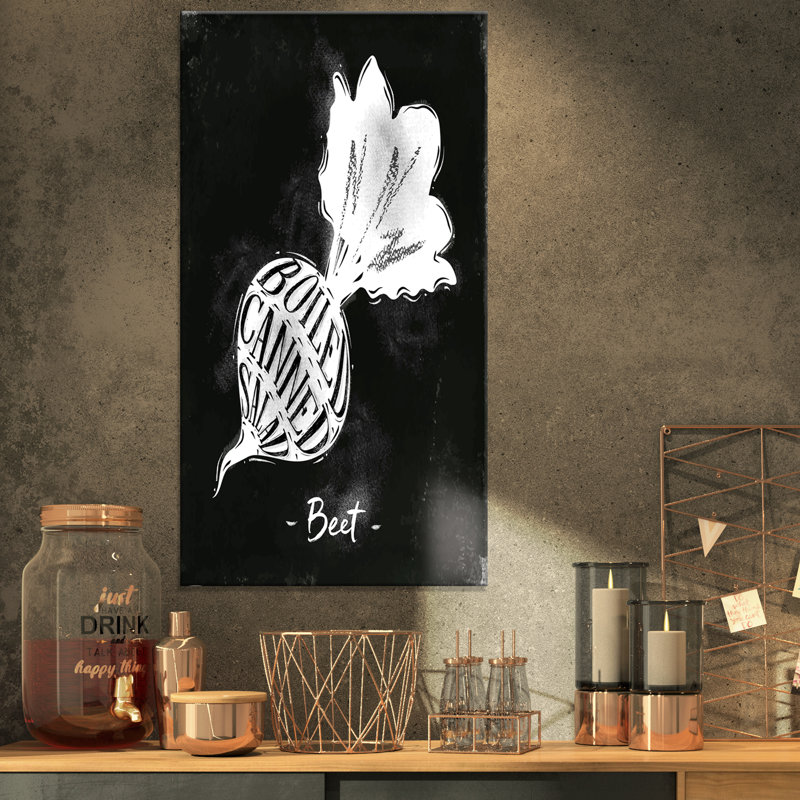 Planche de découpe betterave-impression d’art graphique, H 32 po x l 16 po x P 1 po, Toile tendue