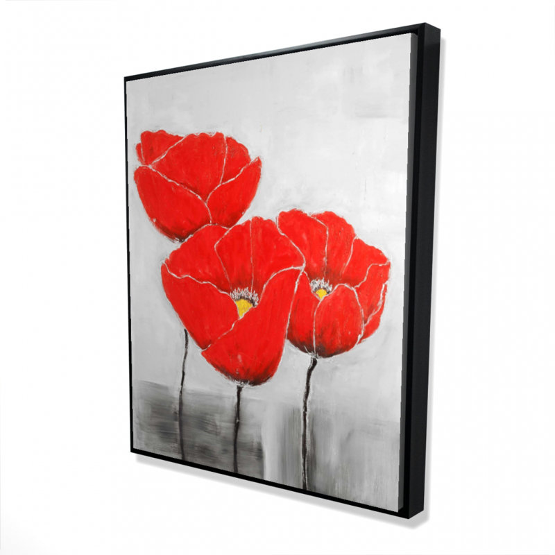 Three Poppies Print On Canvas
