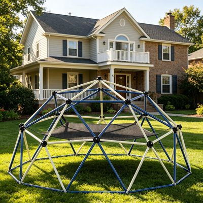 Dôme d'escalade, dôme d'escalade 10 pi avec hamac, équipement de jeu extérieur pour 3 à 10 enfants, supporte Jungle Gym jusqu'à 1000 lb, résistant à la rouille, facile à assembler, cadeau pour les enfants