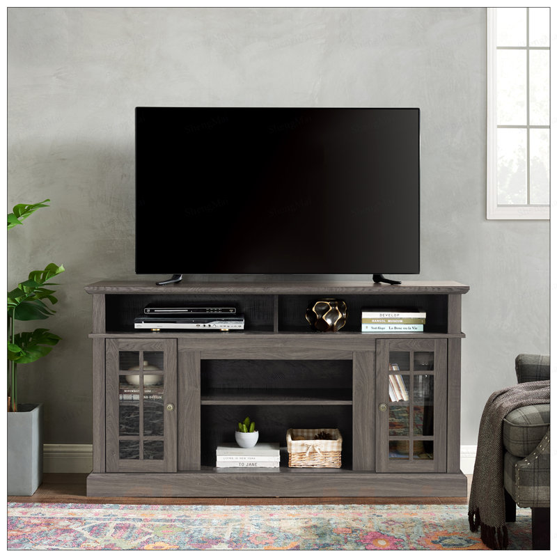Meuble télé classique pour téléviseur de 65 po ou moins avec espace de rangement ouvert et fermé Classic