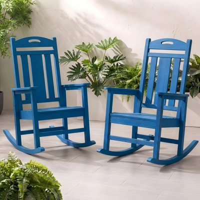 Outdoor HDPE Rocking Chair Set Of 2, All Weather Resistant Outdoor  Porch Rocker Rocking Chair For Patio, Lawn, Garden