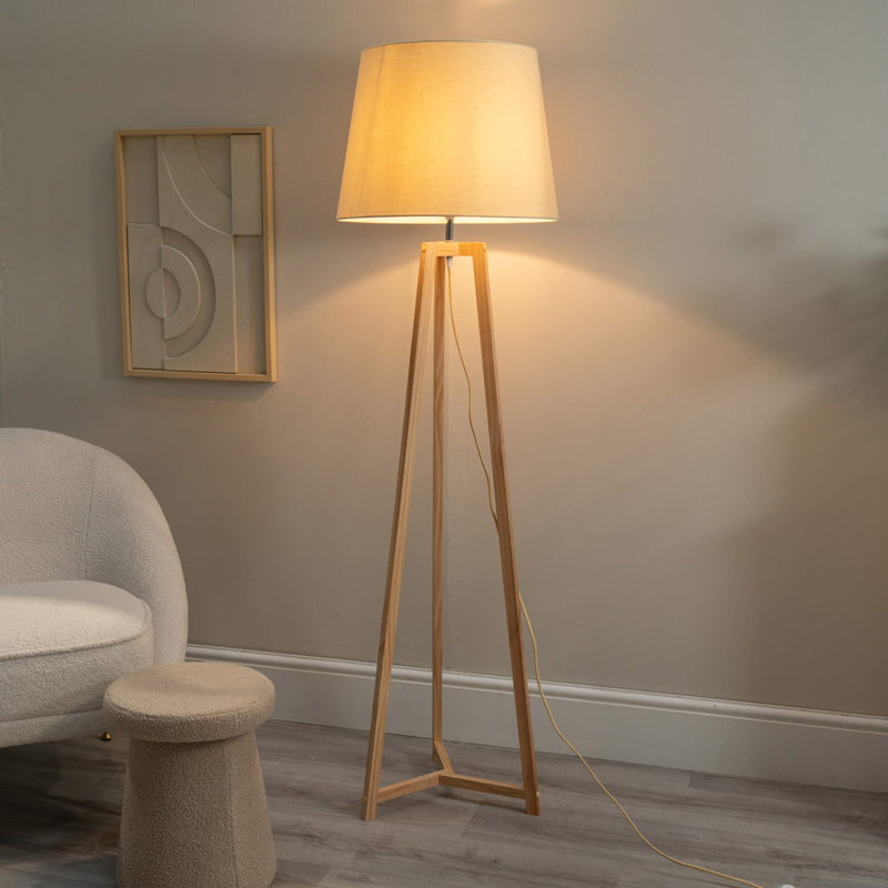Rhavyn 158cm Natural Traditional Floor Lamp, Beige