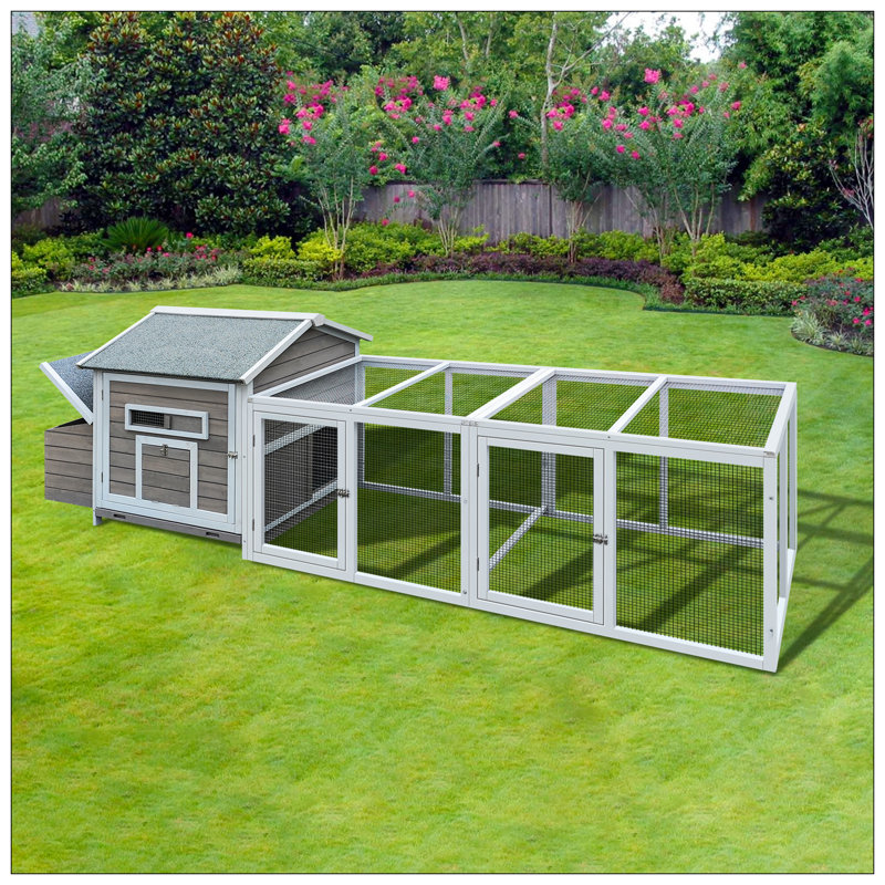 Spacious 118 Inch Wooden Chicken Coop With Free-Range Doors, Nesting Box, And Easy-Clean Pull-Out Tray For Outdoor Use
