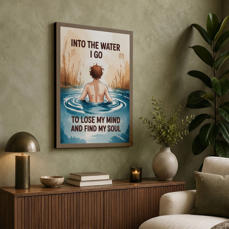 Into The Water Modern - Wrapped Canvas, 24x16 - 61.0 x 40.6 cm, Teal Border