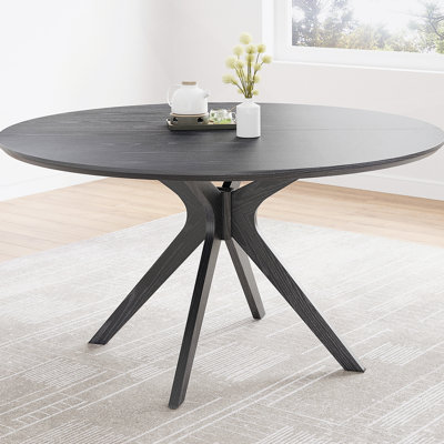 Table de salle à manger 47,2 "en bois massif pour 4 à 6 personnes avec base piédestal entrecroisée