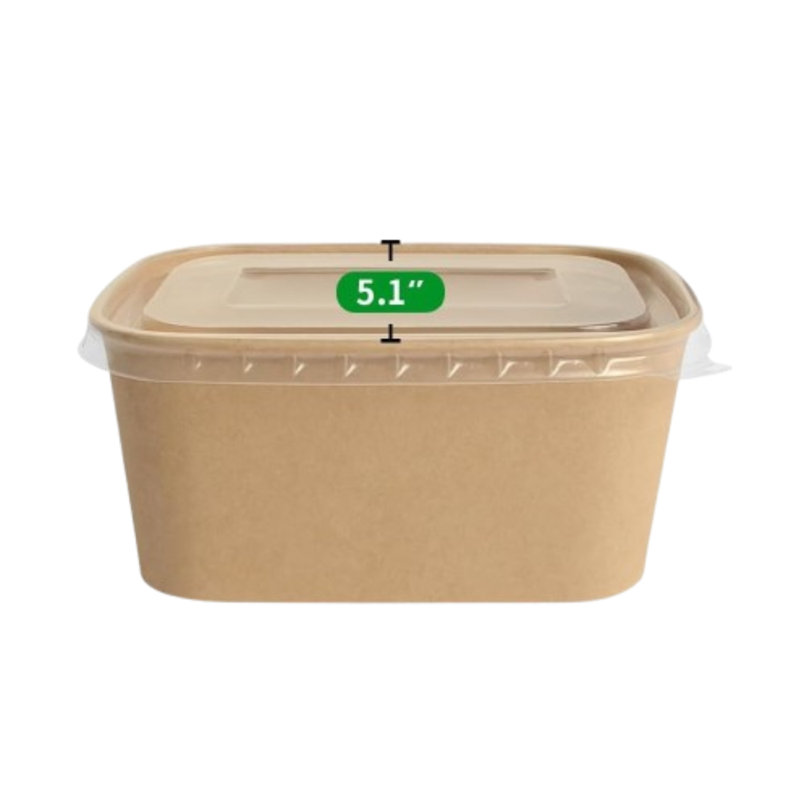 Paquet de 50 bols en papier kraft jetables de 35 oz avec couvercles