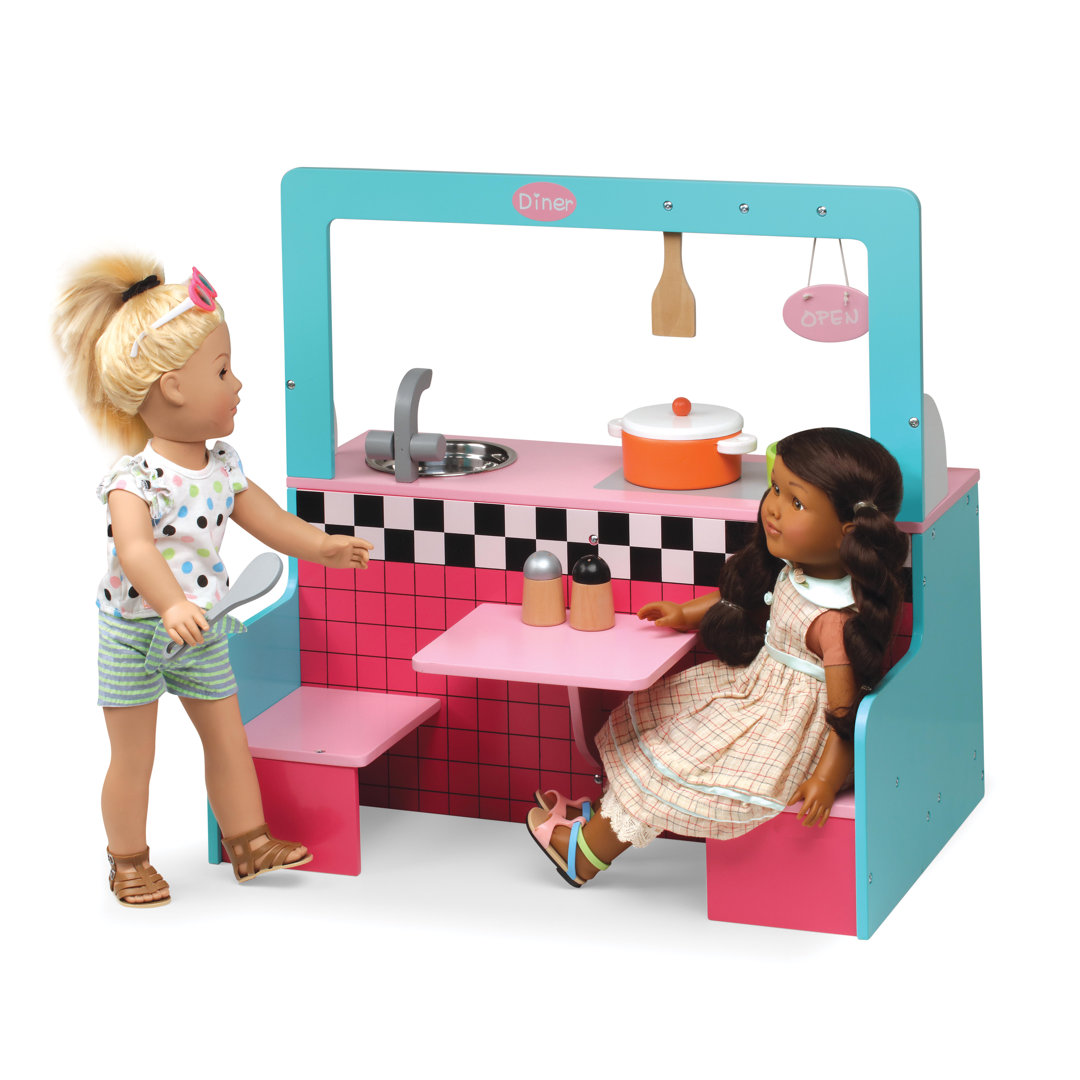 Diner and Kitchen Doll Playset with Accessories Badger Basket