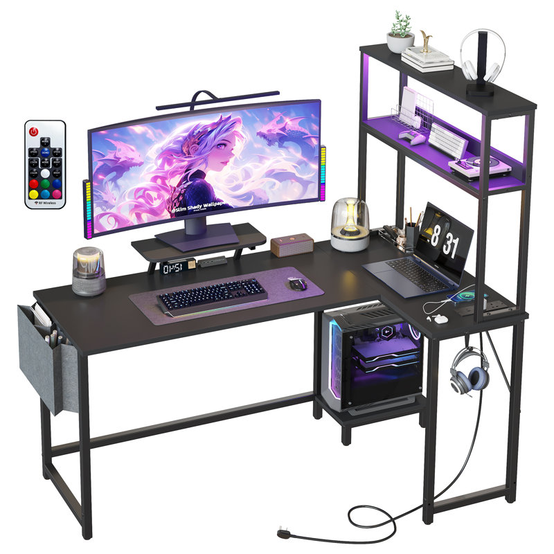Metal Base Computer Desk, Black